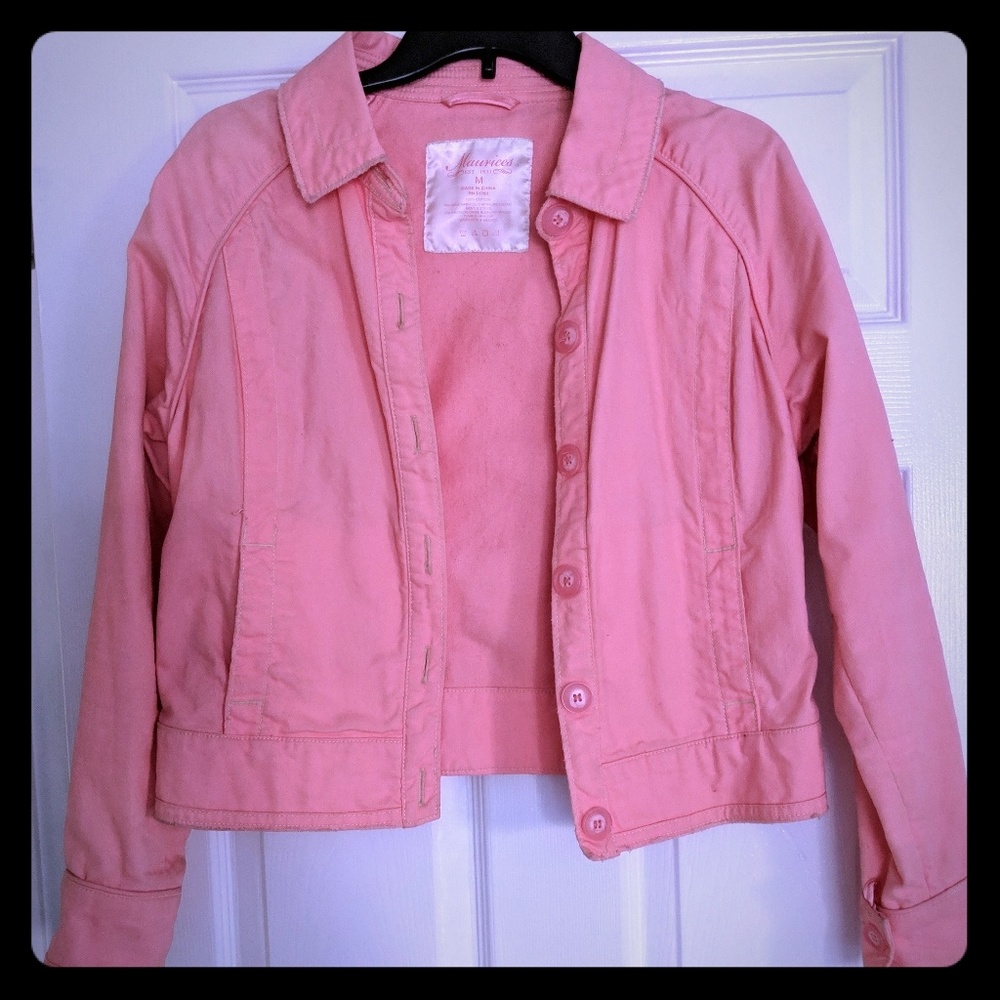 Maurice's Coral 100% Cotton Crop Jacket